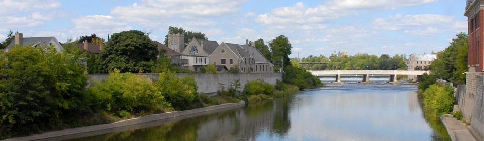 Grand River through Cambridge, Ontario