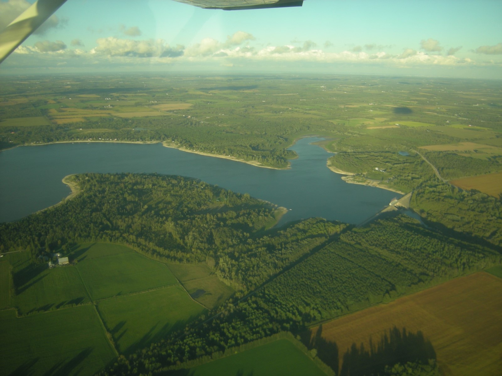 Aerial view of area around Shand Dam in 2013