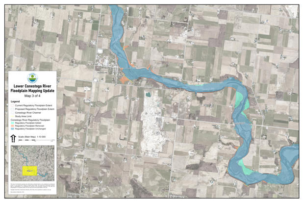Lower Conestog Floodpplain Mapping Update Map 3 of 4 showing the proposed regulatory changes